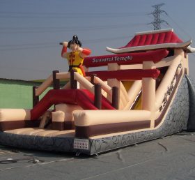 T6-211 Actividades de fiesta al aire libre para niños de tobogán gigante del templo Samurai