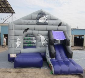T2-635 Casa de trampolín inflable con tobogán para niños de Halloween