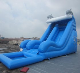 T8-1108 Deslizador de agua inflable de tobogán gigante de delfín