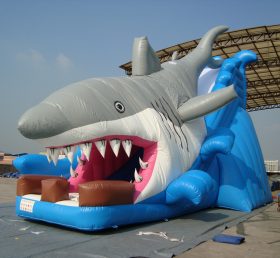 T8-1032 Diapositiva inflable para niños gigantes tiburón