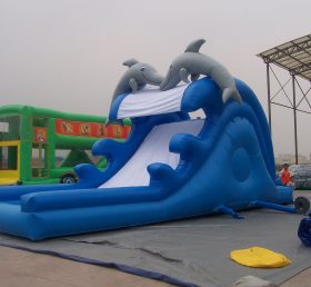 T10-128 Canal de deslizamiento inflable gigante delfín