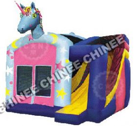 T5-113 Unicornio inflable castillo Bouce House tobogán combinado