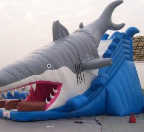 T8-251 Escalera inflable para niños con tobogán gigante de tiburón