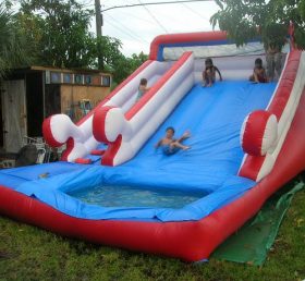 T8-581 Deslizador inflable gigante al aire libre con piscina, adecuado para niños y adultos