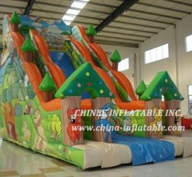 T8-1546 Escalera inflable gigante para niños con tobogán de rebote temático de la jungla