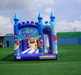 T5-1002 Pequeño castillo inflable de tiburón con toboganes al aire libre castillo de salto para niños