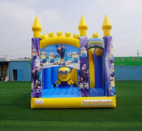T5-1002C Pequeño castillo inflable amarillo combinación tobogán niños al aire libre salto castillo