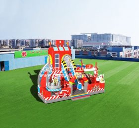 T6-453 Parque de atracciones inflable gigante de camiones de bomberos