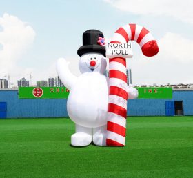 C1-218 Candy bastón inflable muñeco de nieve de Navidad
