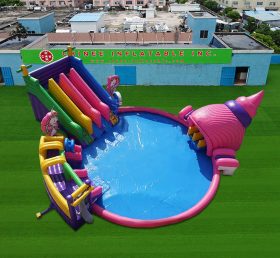 Pool2-826 Parque acuático gonflable licorne con piscina