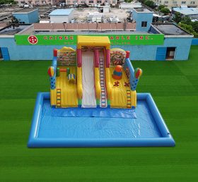 Pool2-827 Parque acuático gonflable Carnival con piscina